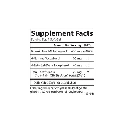 Carlson E-Gems Elite Vitamin E 1000 IU – Tocopherols & Tocotrienols, 60 Softgels
