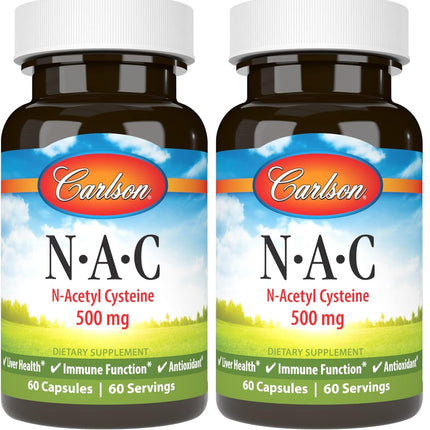 Carlson Labs NAC N-Acetyl Cysteine 500mg – 60 Capsules (Pack of 2)