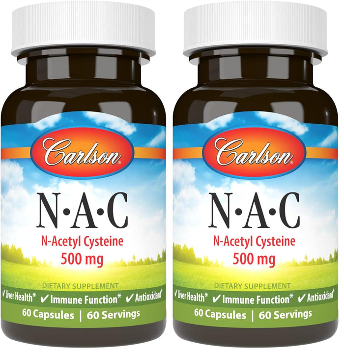Carlson Labs NAC N-Acetyl Cysteine 500mg – 60 Capsules (Pack of 2)