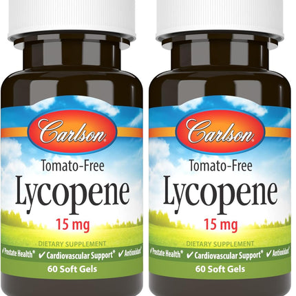 Carlson Lycopene 15 mg – Tomato-Free Prostate Health & Circulation Support (60 Softgels, Pack of 2)