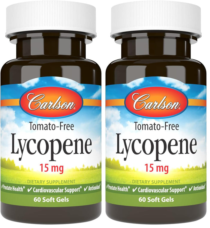 Carlson Lycopene 15 mg – Tomato-Free Prostate Health & Circulation Support (60 Softgels, Pack of 2)