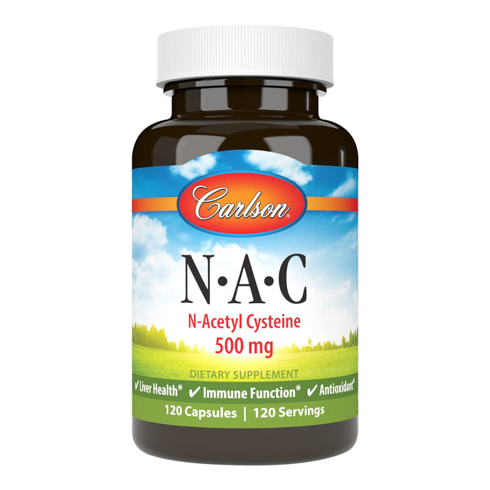 Carlson NAC 500mg – N-Acetyl Cysteine for Liver Health & Immune Support | 120 Vegetarian Capsules