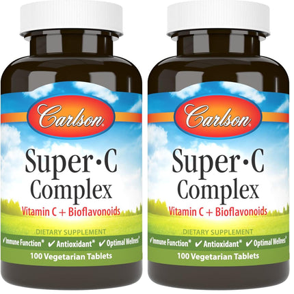 Carlson Super-C Complex: Vitamin C + Bioflavonoids – Immune Support & Antioxidant Wellness, 100 Vegetarian Tablets (Pack of 2)