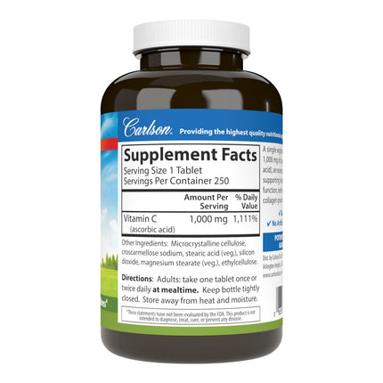 Carlson Vitamin C 1,000 mg – 250 Count | Immune Support
