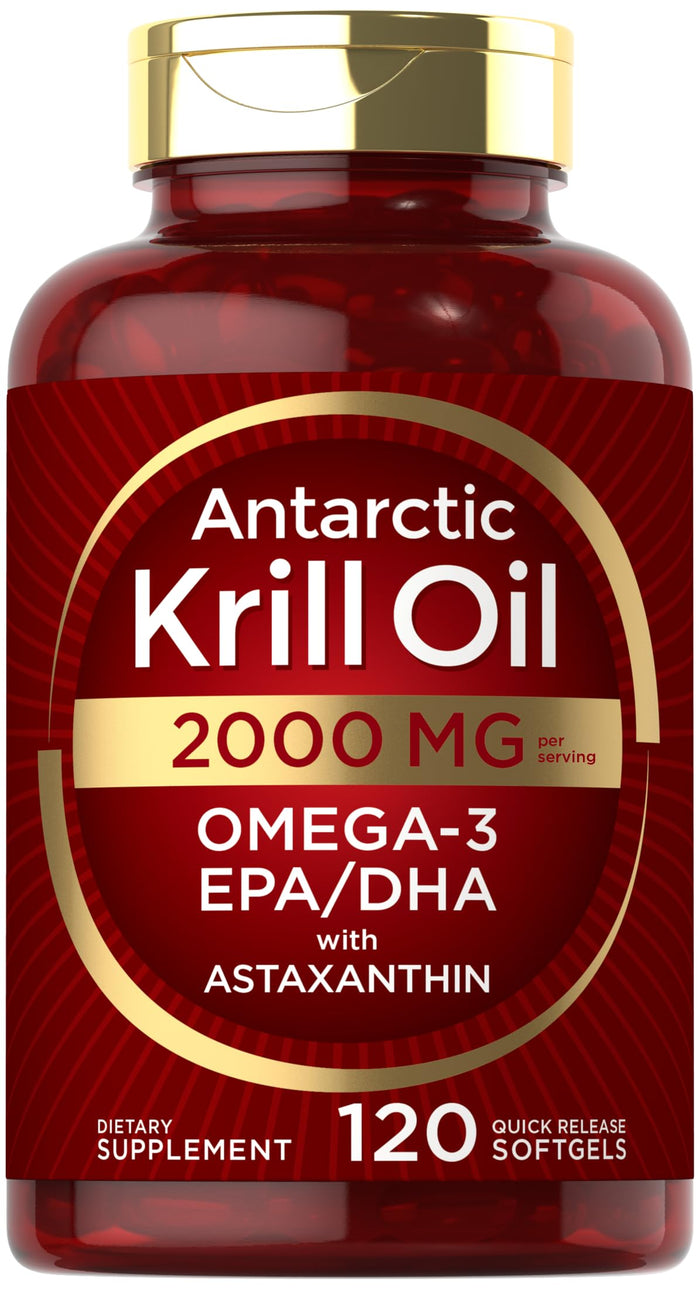 Carlyle Antarctic Krill Oil 2000 mg | 120 Softgels | Omega-3 EPA/DHA + Astaxanthin | Lab Tested