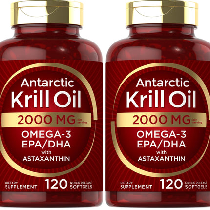Carlyle Antarctic Krill Oil 2000 mg – 120 Softgels (Pack of 2) | Omega-3 EPA/DHA + Astaxanthin