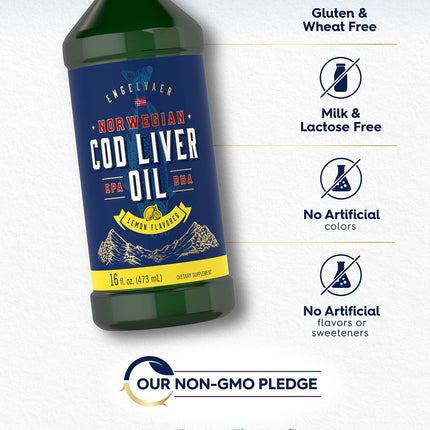 Carlyle Cod Liver Oil Liquid Lemon | 16 oz x3 Bottles | Norwegian, Gluten Free, Non-GMO