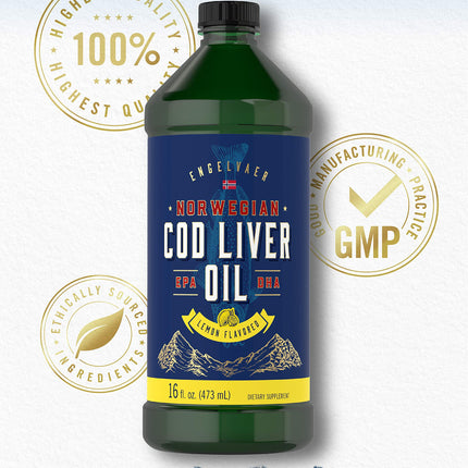 Carlyle Cod Liver Oil Liquid Lemon | 16 oz x3 Bottles | Norwegian, Gluten Free, Non-GMO