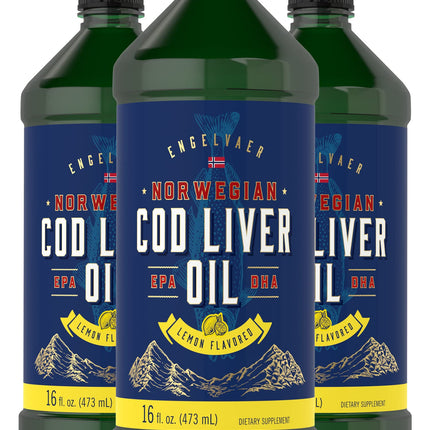 Carlyle Cod Liver Oil Liquid Lemon | 16 oz x3 Bottles | Norwegian, Gluten Free, Non-GMO
