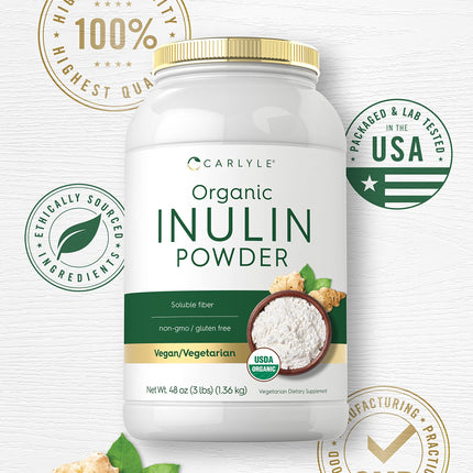 Carlyle Organic Inulin Powder 48oz | Prebiotic Fiber from Jerusalem Artichoke | Vegan & Non-GMO