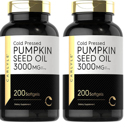 Carlyle Pumpkin Seed Oil 3000mg - 200 Softgels - Non-GMO, Gluten Free, Cold-Pressed - Pack of 2
