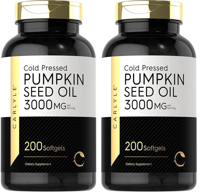 Carlyle Pumpkin Seed Oil 3000mg - 200 Softgels - Non-GMO, Gluten Free, Cold-Pressed - Pack of 2