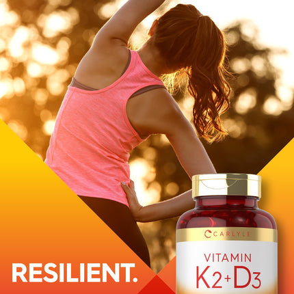 Vitamin K2 + D3 Supplement for Bone Health - Carlyle 300 Softgels | 200 mcg K2 MK-7 & 10,000 IU D3 | Non-GMO, Gluten Free (Pack of 2)