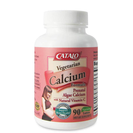 CATALO Vegetarian Calcium for Women - Plant-Based Red Algae Calcium with Magnesium & Vitamin C - 90 Tablets