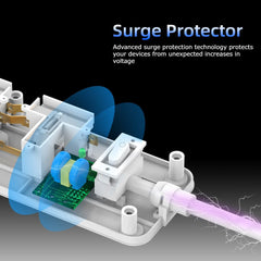Maplin 2m 4-Socket UK Power Switch Extension Lead with 3x USB-A / 1x USB-C Ports
