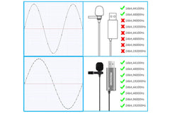 ProSound Lavalier USB-A Microphone Omnidirectional Electret Condenser with 3.5mm Audio Socket