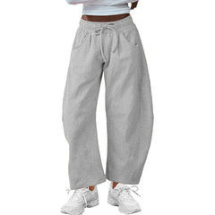 Fashion Loose Sports Drawstring Pocket Cropped Sweatpants