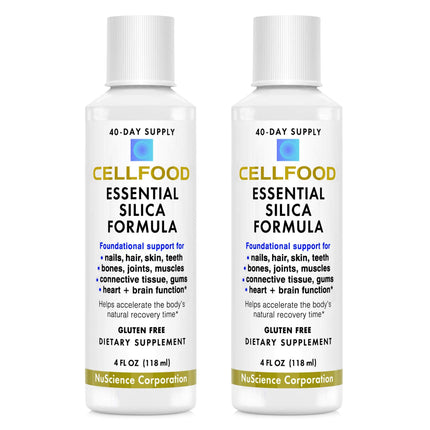 Cellfood Essential Silica Anti-Aging Formula – 4 oz, 2 Pack | Supports Bones, Joints, Hair, Skin, Nails