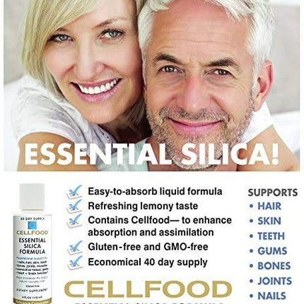 Cellfood Essential Silica Anti-Aging Formula – 4 oz, 2 Pack | Supports Bones, Joints, Hair, Skin, Nails