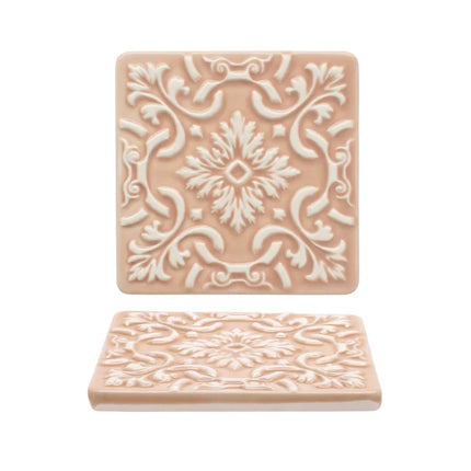 Set of 2 Ceramic Coasters Azulejo | Pink