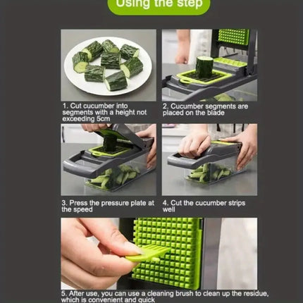 Multifunction 15-in-1 Vegetable Chopper | All-in-One Kitchen Tool with Peeler, Cutter, Slicer & Dicer for Fruits & Vegetables