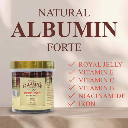CGMLABS Natural Albumin Forte Deer Horn Royal Jelly – 1500mg/200 Softgels