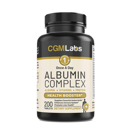 CGMLABS Once A Day Albumin Complex - Egg White Albumin, Whey, Royal Jelly | 200 Tablets