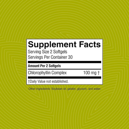Nature's Sunshine Chlorophyll 60 Softgel Capsules – Digestion, Immunity & Detox Support