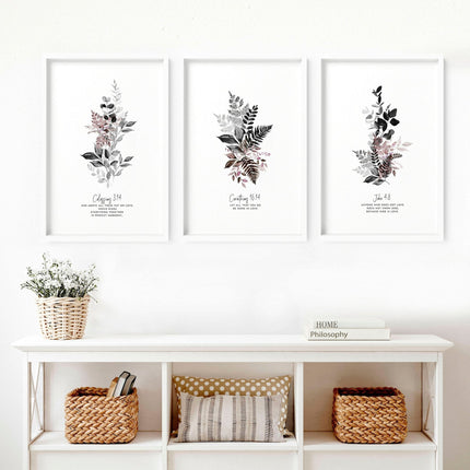 3 Piece Christian Wall Art – Set of 3 Framed Prints