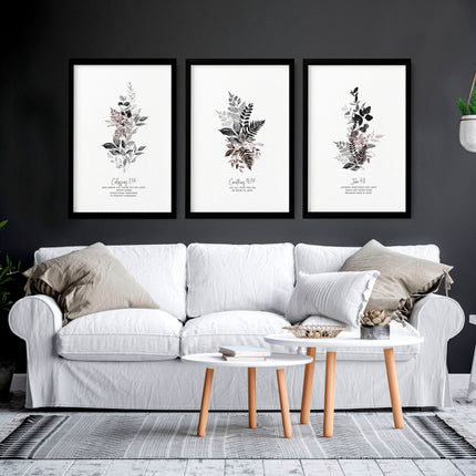 3 Piece Christian Wall Art – Set of 3 Framed Prints