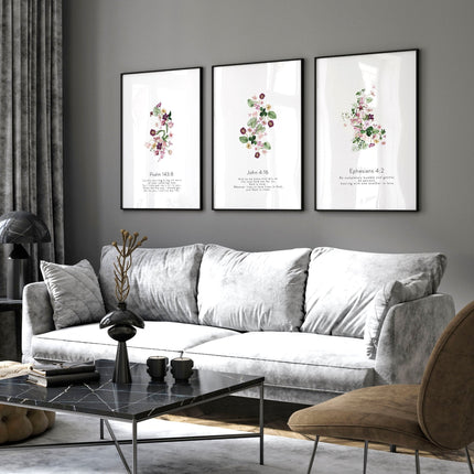 Large art for living room | set of 3 Christian wall art prints