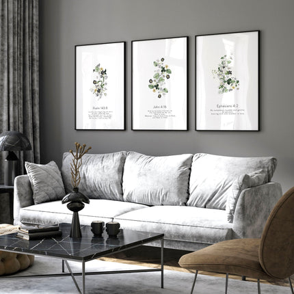 Christian Prints – Set of 3 Living Room Wall Art