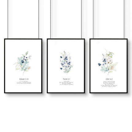 Christian religious wall art | set of 3 prints for bedroom walls