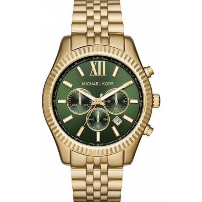 Michael Kors MK8446 Men's Lexington Chronograph Gold Green Watch