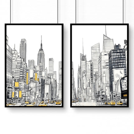 City Prints Wall Art | Set of 2 Urban Skyscrapers Wall art Prints