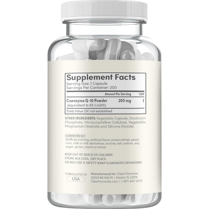 Quick Absorption CoQ10 200mg - Coenzyme Q10 200mg Potent Antioxidant for Heart Energy and Aging Support - High Stability CoQ10 Ubiquinone Capsules - Made in a cGMP US Lab (200 Servings)