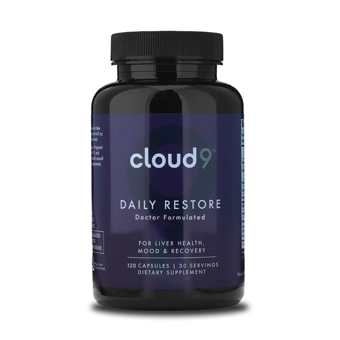 Cloud9 Daily Restore – Liver Detox & Recovery Supplement with Milk Thistle, NAC & B-Vitamins | 120 Capsules | Made in USA