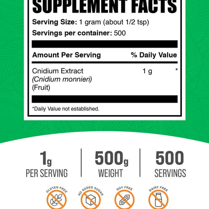 Cnidium Fruit Extract Powder – Gluten Free, 500g | Cnidium Monnieri Extract | BulkSupplements