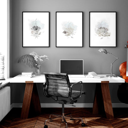 Home Office wall art | set of 3 Coastal Seashells artwork prints