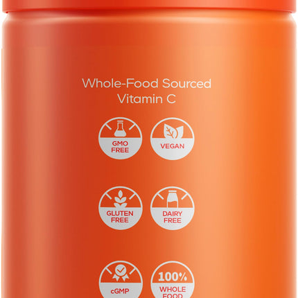 Codeage Whole Food Vitamin C Supplement — Acerola, Camu Camu, Amla & Rose Hips, 500mg, 60 Capsules