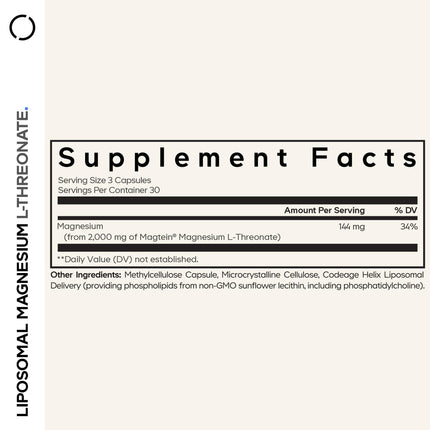 Codeage Liposomal Magnesium L-Threonate – Magtein for Brain Health & Memory Support, 90 Capsules