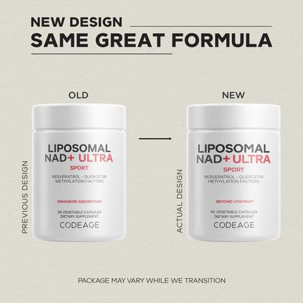 Codeage Liposomal NAD+ Ultra with Resveratrol & Vitamin B – 90 Capsules