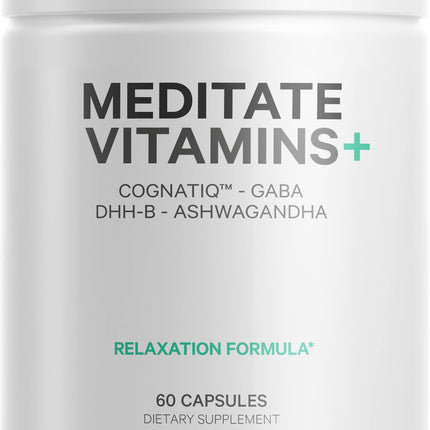 Codeage Meditate Vitamins+ Supplement – CognatiQ, DHH-B, GABA, Ashwagandha | BDNF Support | Vegan, Non-GMO, Gluten-Free – 60 Capsules