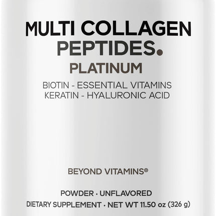 Codeage Multi Collagen for Women & Men – Biotin 10,000 mcg, 5 Types, Unflavored, 11.5 oz