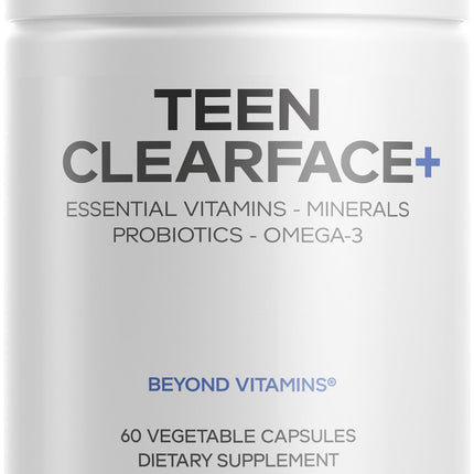 Codeage Teen Clearface - Teen Skin Vitamins for Pimples, Oily Skin, 60 Capsules