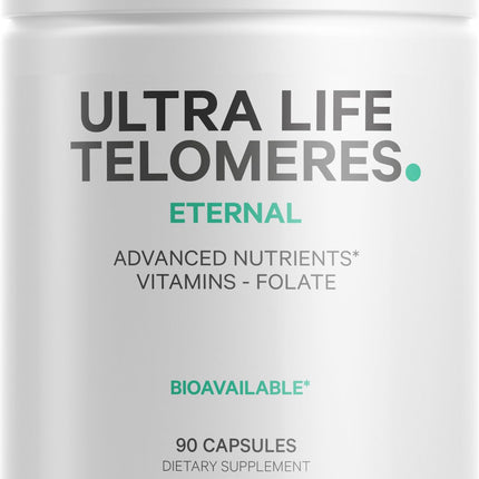 Codeage Ultra Life Telomeres Supplement – 5-MTHF Folate, B12 Methylcobalamin, D3, L-Theanine, Ashwagandha • 3-Month Supply