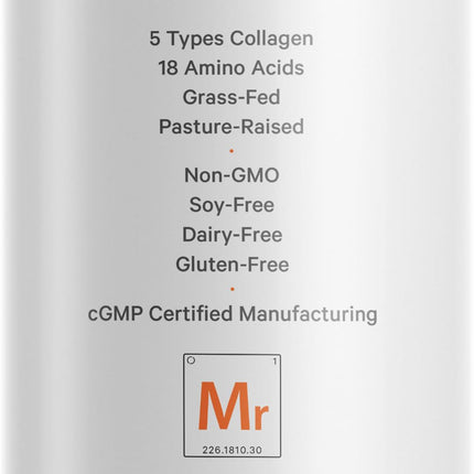 Codeage Multi Collagen Protein + Organic Raw Greens Capsules – 5 Types, 21 Fruits & Veggies, Grass-Fed Hydrolyzed Collagen, 180 Count