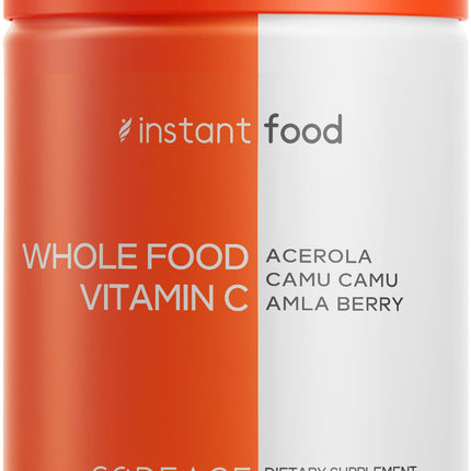 Codeage Whole Food Vitamin C Supplement — Acerola, Camu Camu, Amla & Rose Hips, 500mg, 60 Capsules