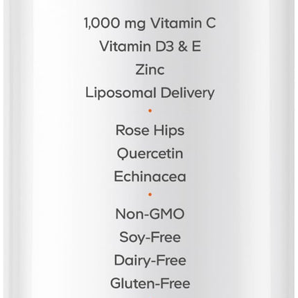 Codeage Nanofood Wonder-C Liposomal Vitamin C 1000mg – D3, E & Zinc | Rose Hips, Quercetin, Echinacea | Non-GMO, 15.22 fl oz