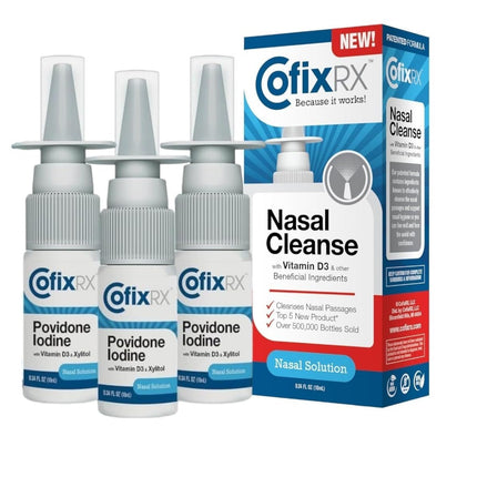 CofixRx Nasal Cleanse Spray – Povidone Iodine, Vitamin D3 & Xylitol (3 Pack)